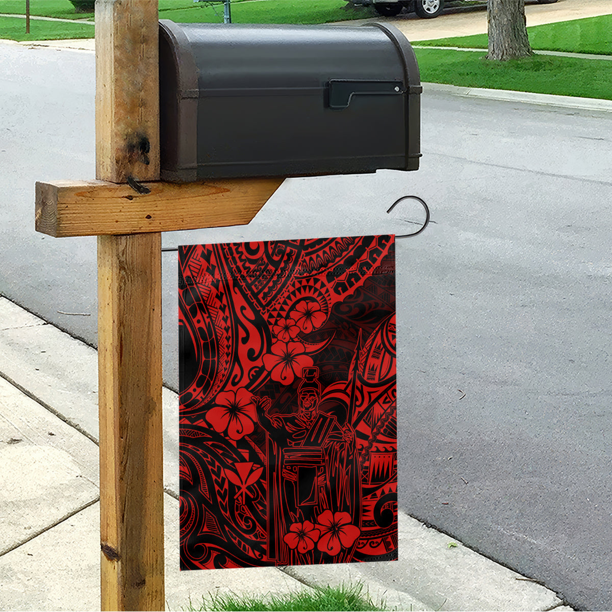 Hawaii King Kamehameha Garden Flag Polynesian Pattern Red Version LT01 - Polynesian Pride