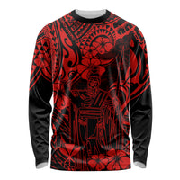 Hawaii King Kamehameha Long Sleeve Shirt Polynesian Pattern Red Version LT01 Unisex Red - Polynesian Pride