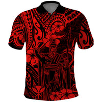 Hawaii King Kamehameha Polo Shirt Polynesian Pattern Red Version LT01 Red - Polynesian Pride
