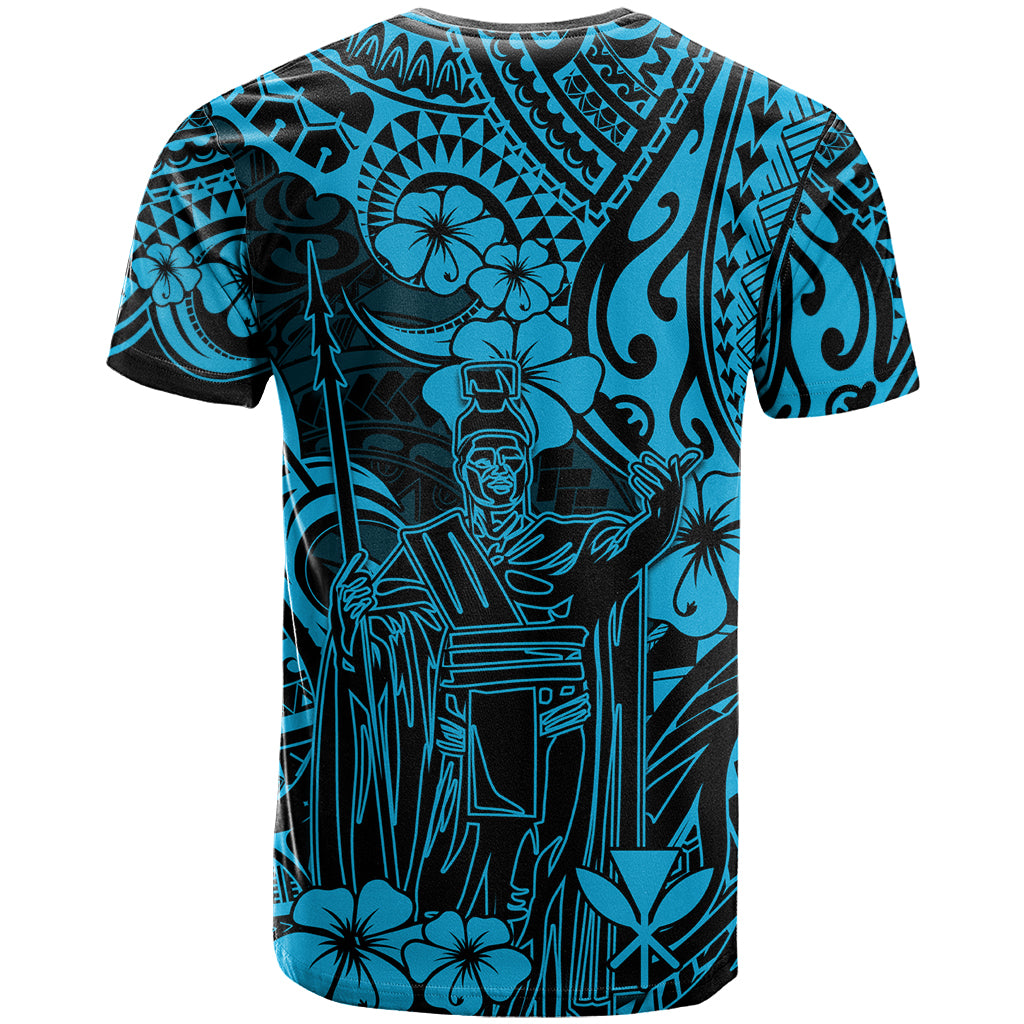 Hawaii King Kamehameha T Shirt Polynesian Pattern Sky Blue Version LT01 - Polynesian Pride