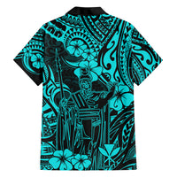Hawaii King Kamehameha Family Matching Tank Maxi Dress and Hawaiian Shirt Polynesian Pattern Turquoise Version LT01 - Polynesian Pride