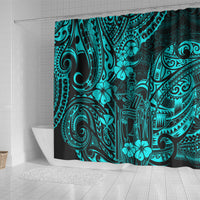 Hawaii King Kamehameha Shower Curtain Polynesian Pattern Turquoise Version LT01 - Polynesian Pride