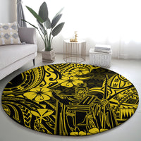 Hawaii King Kamehameha Round Carpet Polynesian Pattern Yellow Version LT01 - Polynesian Pride