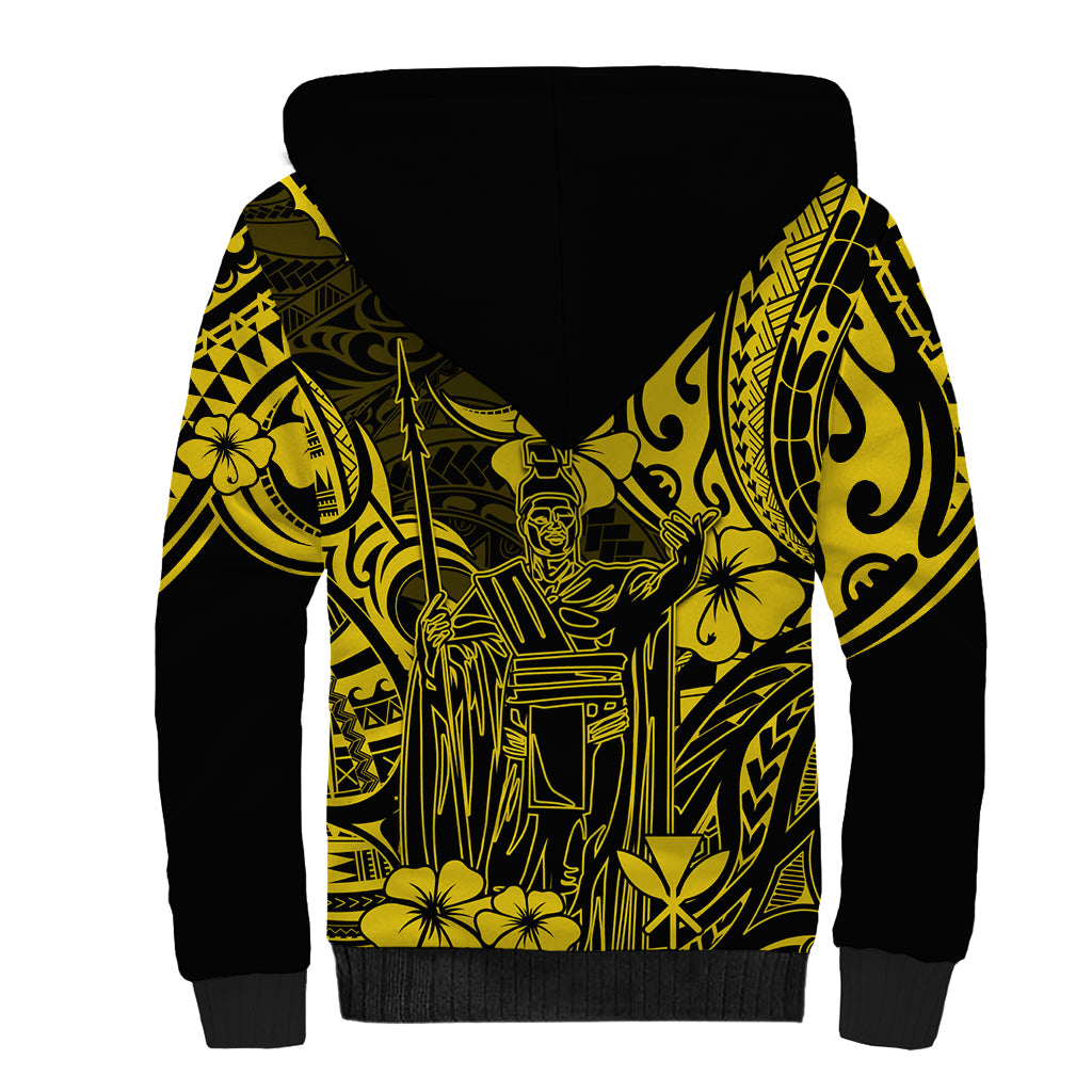 Hawaii King Kamehameha Sherpa Hoodie Polynesian Pattern Yellow Version LT01 - Polynesian Pride