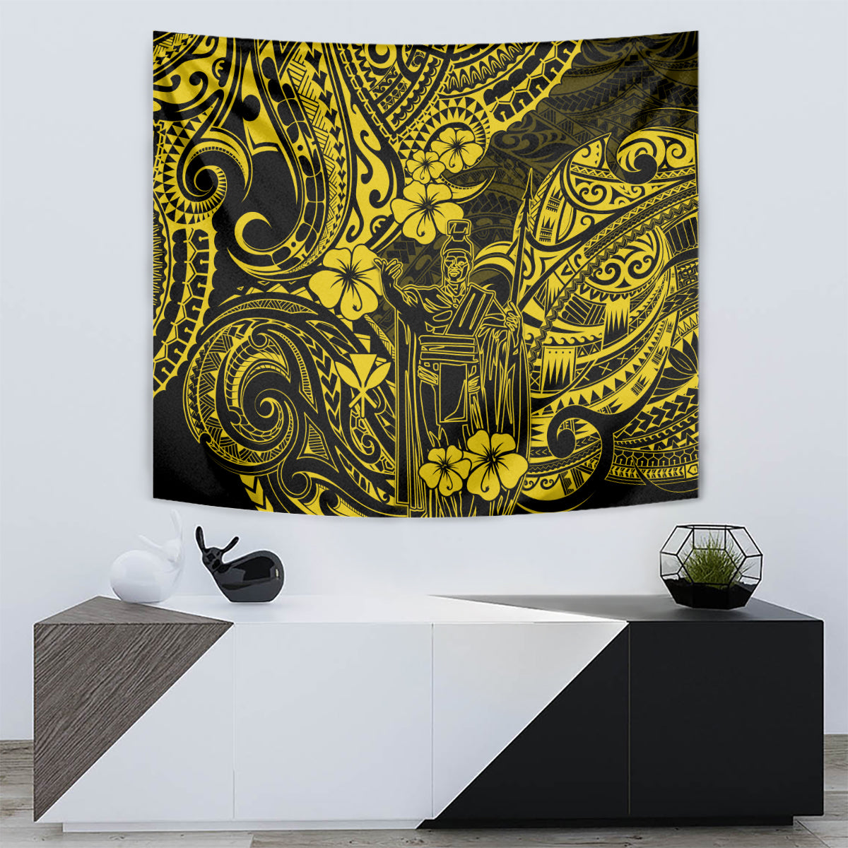 Hawaii King Kamehameha Tapestry Polynesian Pattern Yellow Version LT01 - Polynesian Pride
