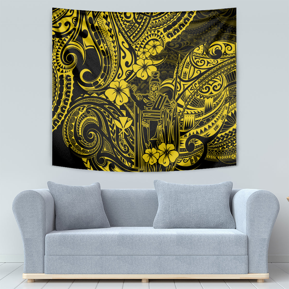 Hawaii King Kamehameha Tapestry Polynesian Pattern Yellow Version LT01 - Polynesian Pride