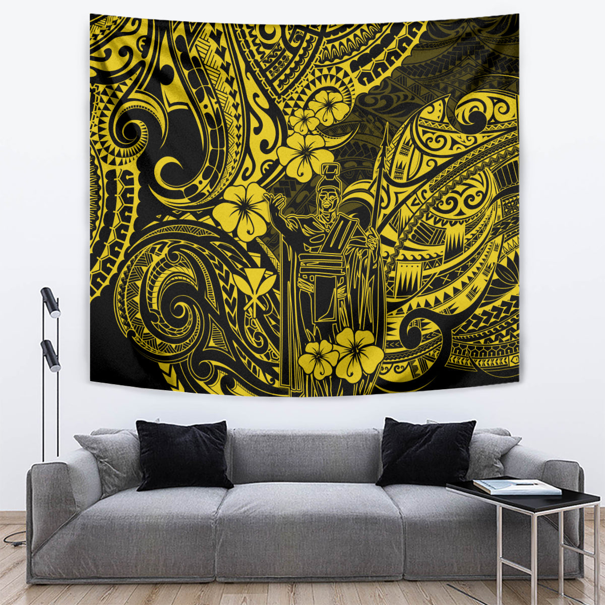 Hawaii King Kamehameha Tapestry Polynesian Pattern Yellow Version LT01 - Polynesian Pride