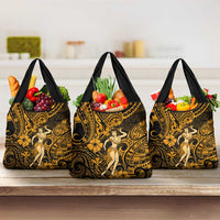 Hawaii Hula Girl Grocery Bag Polynesian Pattern Gold Version LT01 3-pack One Size Gold - Polynesian Pride