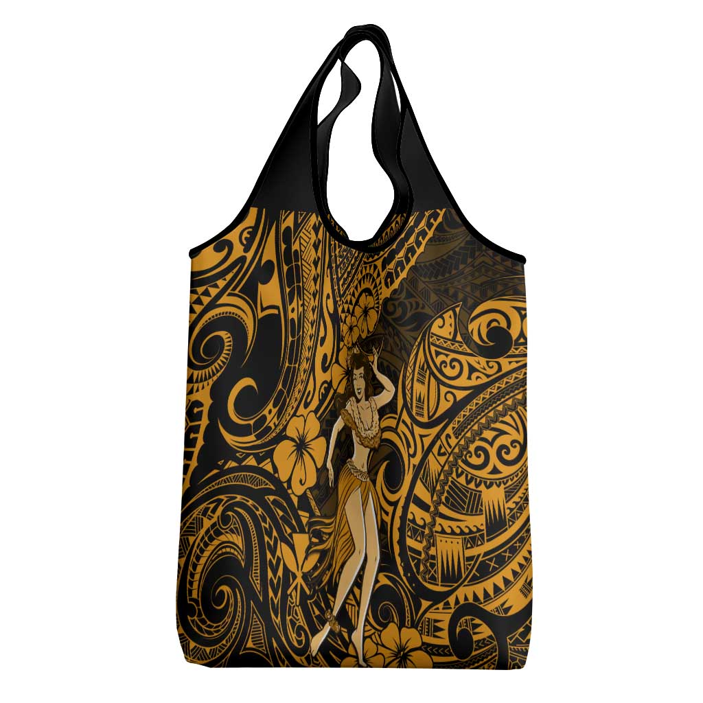 Hawaii Hula Girl Grocery Bag Polynesian Pattern Gold Version LT01 - Polynesian Pride