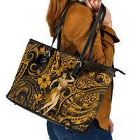 Hawaii Hula Girl Leather Tote Bag Polynesian Pattern Gold Version LT01 - Polynesian Pride