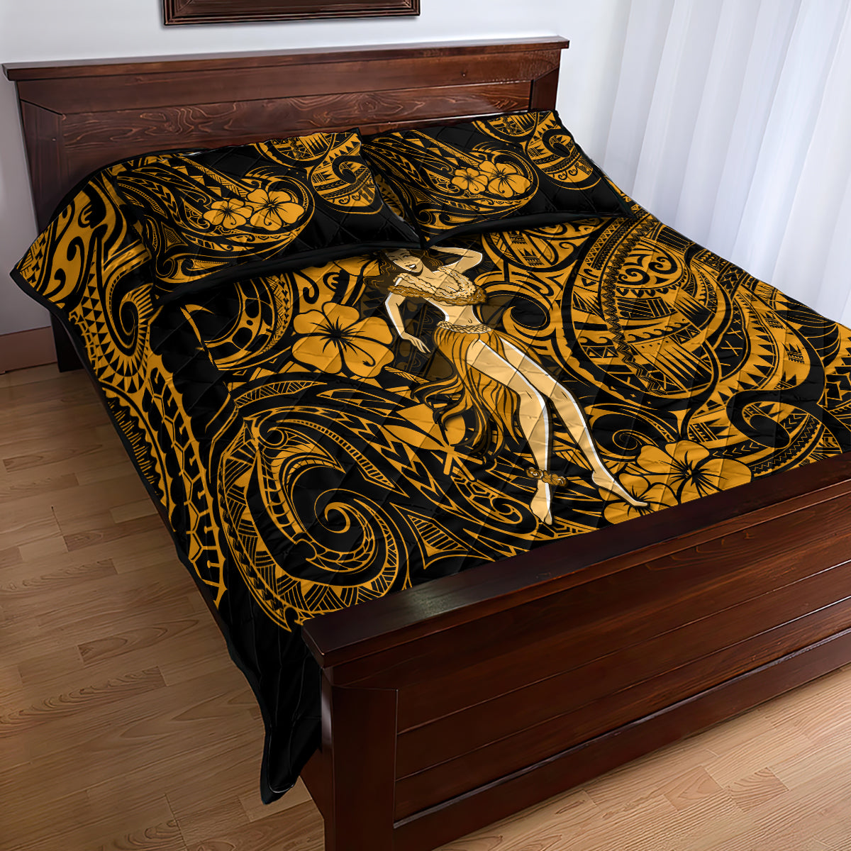 Hawaii Hula Girl Quilt Bed Set Polynesian Pattern Gold Version LT01 - Polynesian Pride