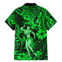 Hawaii Hula Girl Family Matching Mermaid Dress and Hawaiian Shirt Polynesian Pattern Green Version LT01 - Polynesian Pride