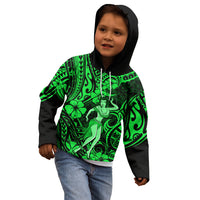 Hawaii Hula Girl Kid Hoodie Polynesian Pattern Green Version LT01 - Polynesian Pride
