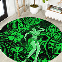 Hawaii Hula Girl Round Carpet Polynesian Pattern Green Version LT01 Green - Polynesian Pride