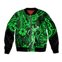 Hawaii Hula Girl Sleeve Zip Bomber Jacket Polynesian Pattern Green Version LT01 Unisex Green - Polynesian Pride