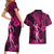 Hawaii Hula Girl Couples Matching Short Sleeve Bodycon Dress and Hawaiian Shirt Polynesian Pattern Pink Version LT01 - Polynesian Pride