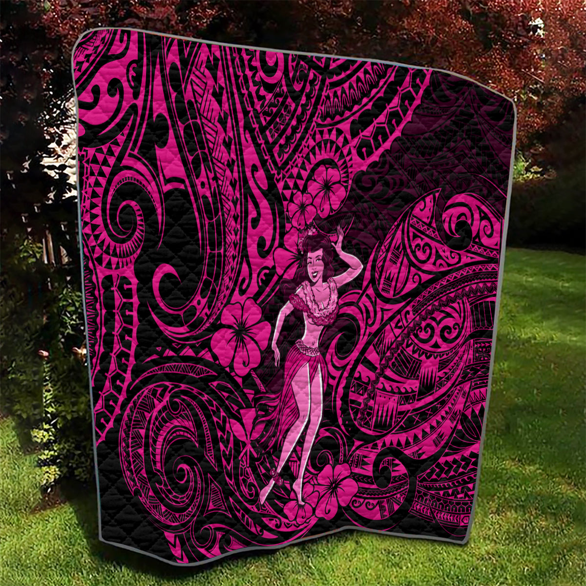 Hawaii Hula Girl Quilt Polynesian Pattern Pink Version LT01 - Polynesian Pride