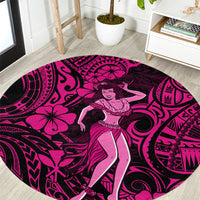 Hawaii Hula Girl Round Carpet Polynesian Pattern Pink Version LT01 Pink - Polynesian Pride