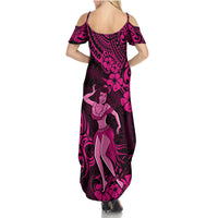 Hawaii Hula Girl Summer Maxi Dress Polynesian Pattern Pink Version LT01 - Polynesian Pride