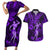 Hawaii Hula Girl Couples Matching Short Sleeve Bodycon Dress and Hawaiian Shirt Hibiscus Hawaii Tribal Tattoo Purple Version LT01 Purple - Polynesian Pride