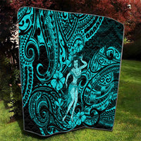 Hawaii Hula Girl Quilt Hibiscus Hawaii Tribal Tattoo Turquoise Version LT01 - Polynesian Pride
