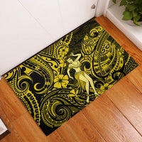 Hawaii Hula Girl Rubber Doormat Hibiscus Hawaii Tribal Tattoo Yellow Version LT01 Yellow - Polynesian Pride