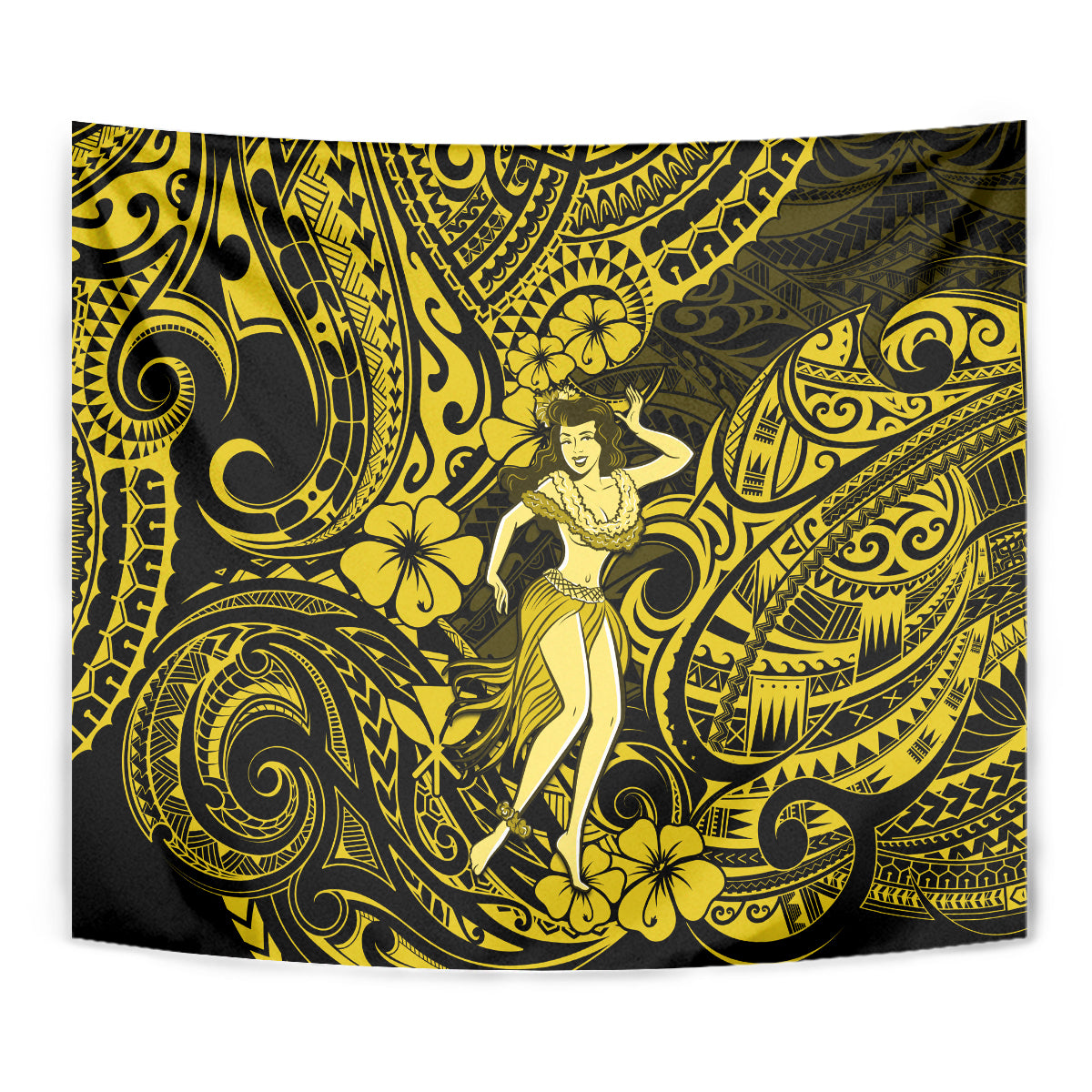 Hawaii Hula Girl Tapestry Hibiscus Hawaii Tribal Tattoo Yellow Version LT01 - Polynesian Pride