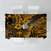 Hawaii Pineapple Tablecloth Paradise Flowers Pacific With Gold Polynesian Tribal LT01 Gold - Polynesian Pride