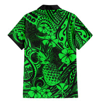 Hawaii Pineapple Family Matching Mermaid Dress and Hawaiian Shirt Paradise Flowers Pacific With Green Polynesian Tribal LT01 - Polynesian Pride