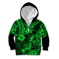 Hawaii Pineapple Kid Hoodie Paradise Flowers Pacific With Green Polynesian Tribal LT01 - Polynesian Pride