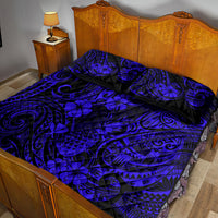 Hawaii Pineapple Quilt Bed Set Paradise Flowers Pacific With Navy Blue Polynesian Tribal LT01 - Polynesian Pride