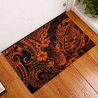 Hawaii Pineapple Rubber Doormat Paradise Flowers Pacific With Orange Polynesian Tribal LT01 Orange - Polynesian Pride