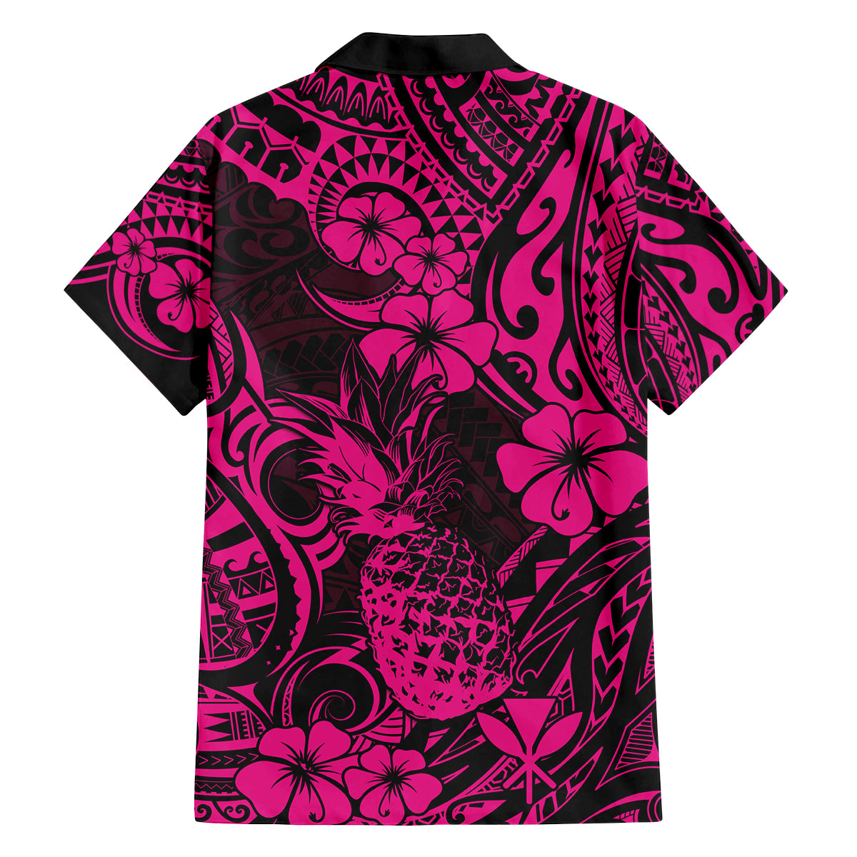 Hawaii Pineapple Family Matching Tank Maxi Dress and Hawaiian Shirt Paradise Flowers Pacific With Pink Polynesian Tribal LT01 - Polynesian Pride