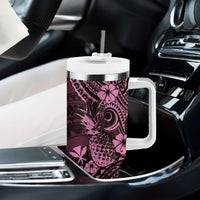 Hawaii Pineapple Tumbler With Handle Paradise Flowers Pacific With Pink Polynesian Tribal