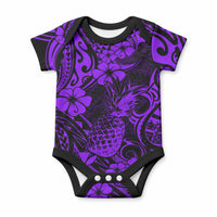 Hawaii Pineapple Baby Onesie Polynesian Pattern Purple Version