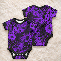 Hawaii Pineapple Baby Onesie Polynesian Pattern Purple Version