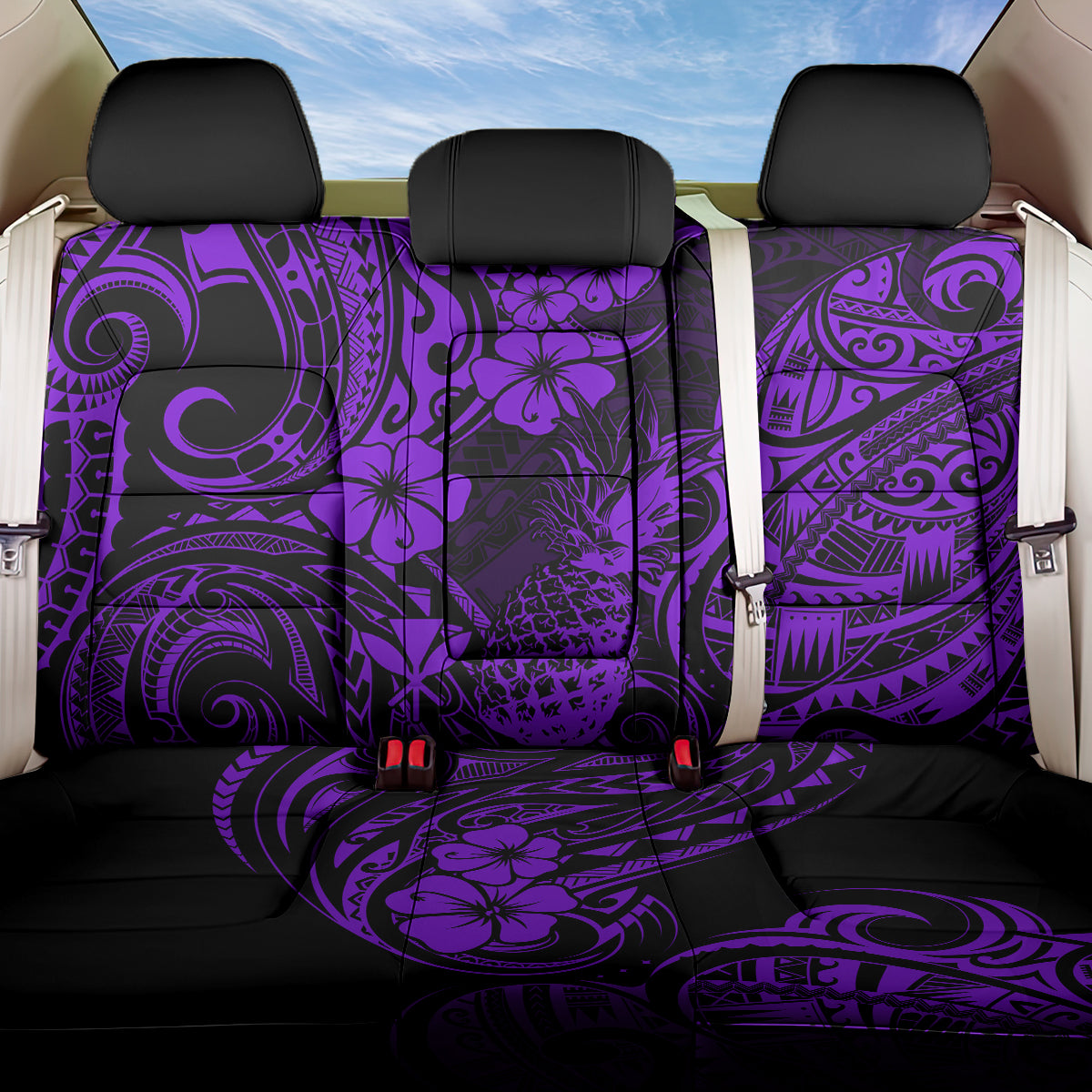 Hawaii Pineapple Back Car Seat Cover Polynesian Pattern Purple Version