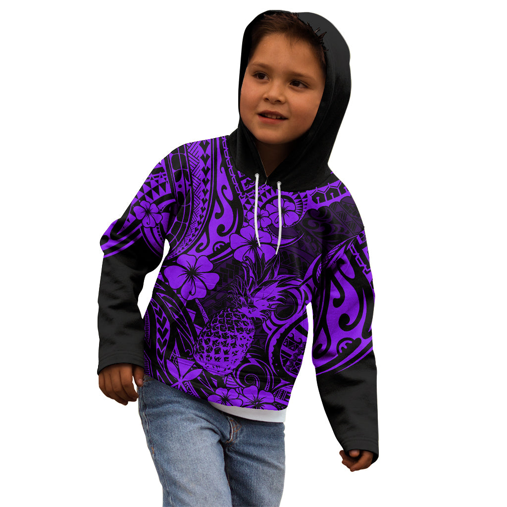 Hawaii Pineapple Kid Hoodie Polynesian Pattern Purple Version LT01 - Polynesian Pride