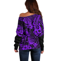 Hawaii Pineapple Off Shoulder Sweater Polynesian Pattern Purple Version LT01 - Polynesian Pride