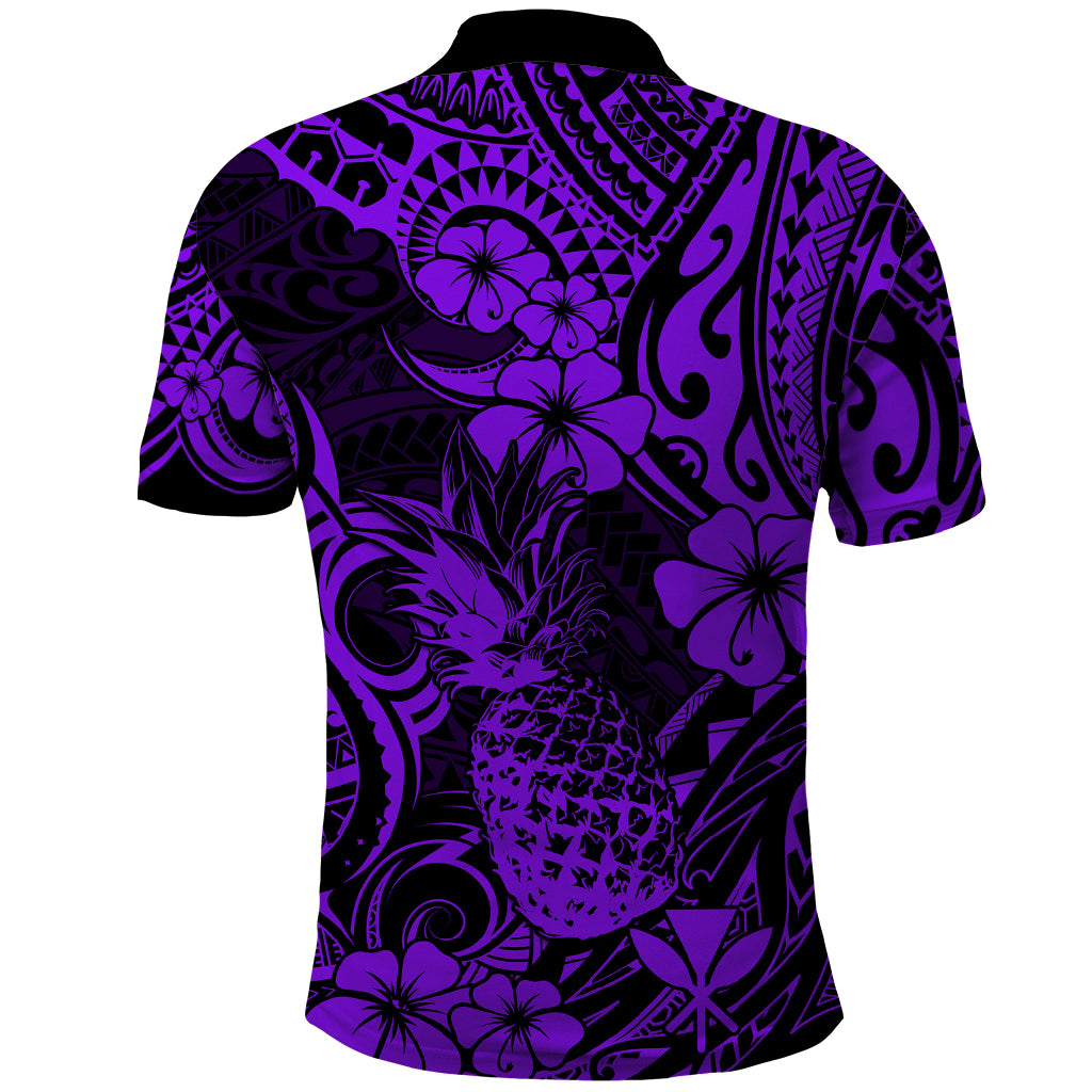 Hawaii Pineapple Polo Shirt Polynesian Pattern Purple Version LT01 - Polynesian Pride