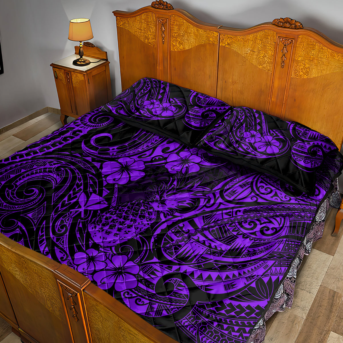 Hawaii Pineapple Quilt Bed Set Polynesian Pattern Purple Version LT01 - Polynesian Pride