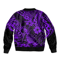 Hawaii Pineapple Sleeve Zip Bomber Jacket Polynesian Pattern Purple Version LT01 - Polynesian Pride