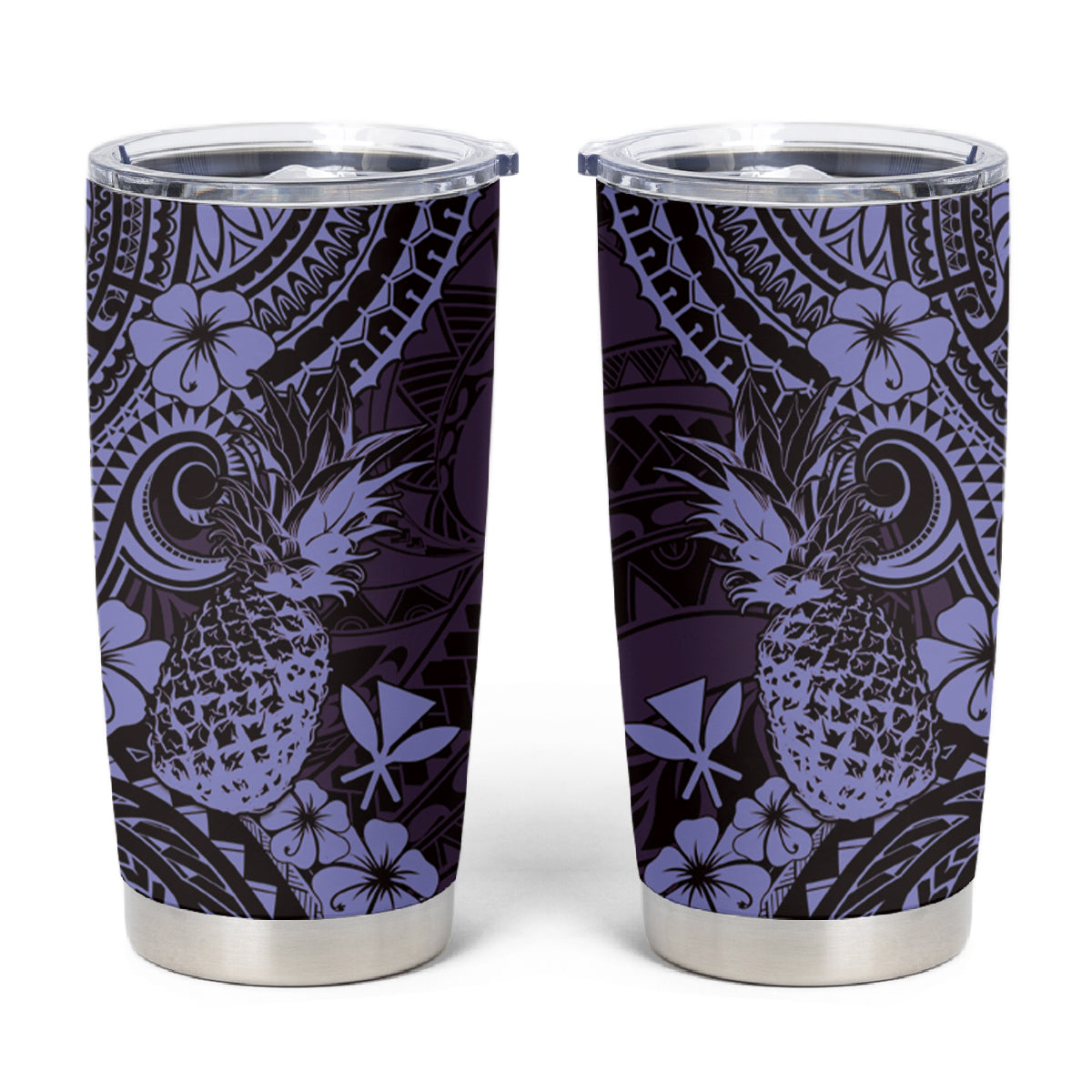 Hawaii Pineapple Tumbler Cup Polynesian Pattern Purple Version