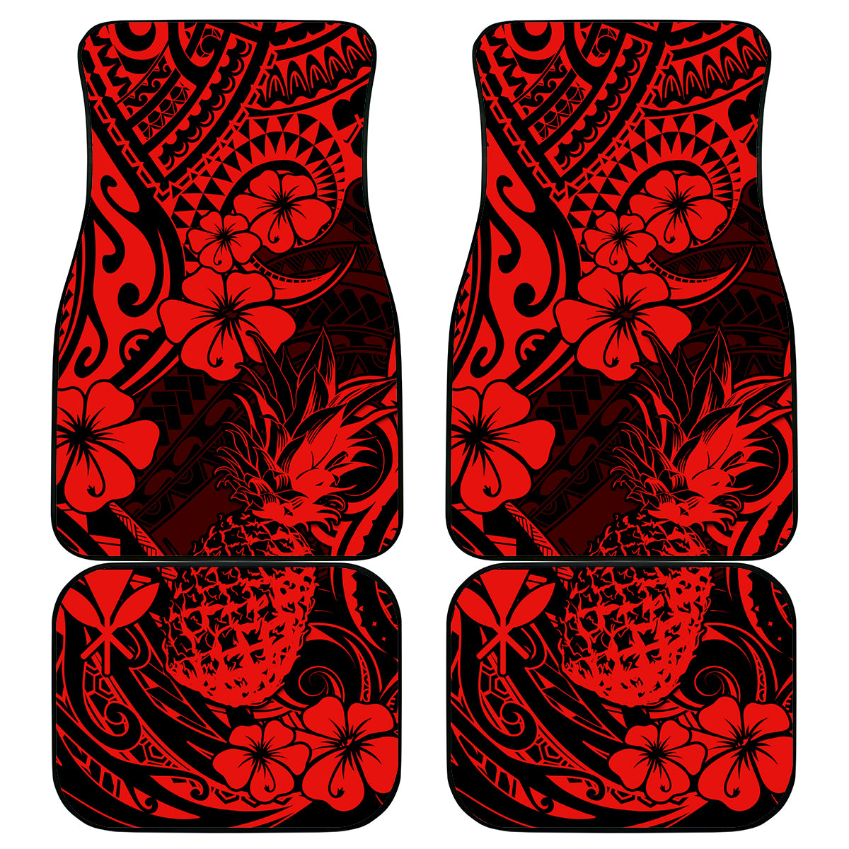 Hawaii Pineapple Car Mats Polynesian Pattern Red Version LT01 Red - Polynesian Pride