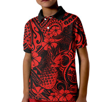 Hawaii Pineapple Kid Polo Shirt Polynesian Pattern Red Version LT01 Kid Red - Polynesian Pride