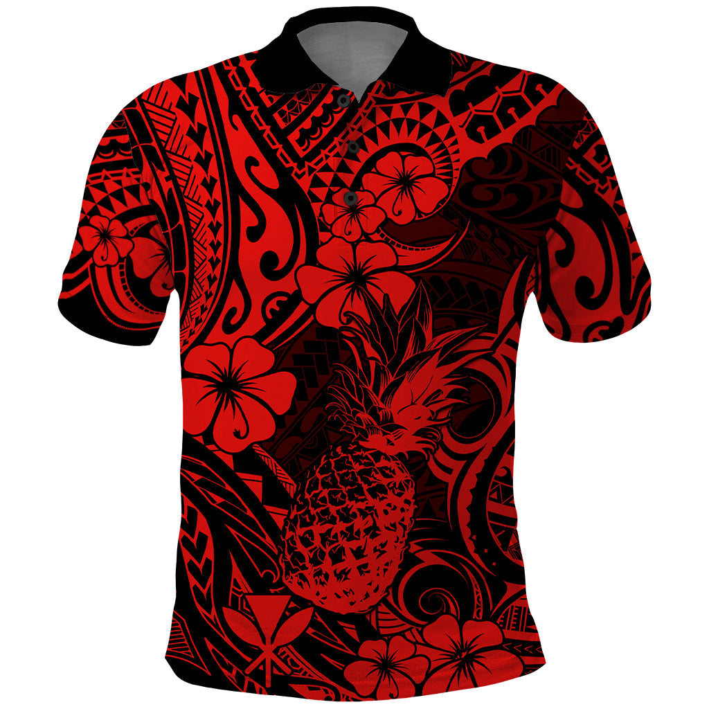 Hawaii Pineapple Polo Shirt Polynesian Pattern Red Version LT01 Red - Polynesian Pride