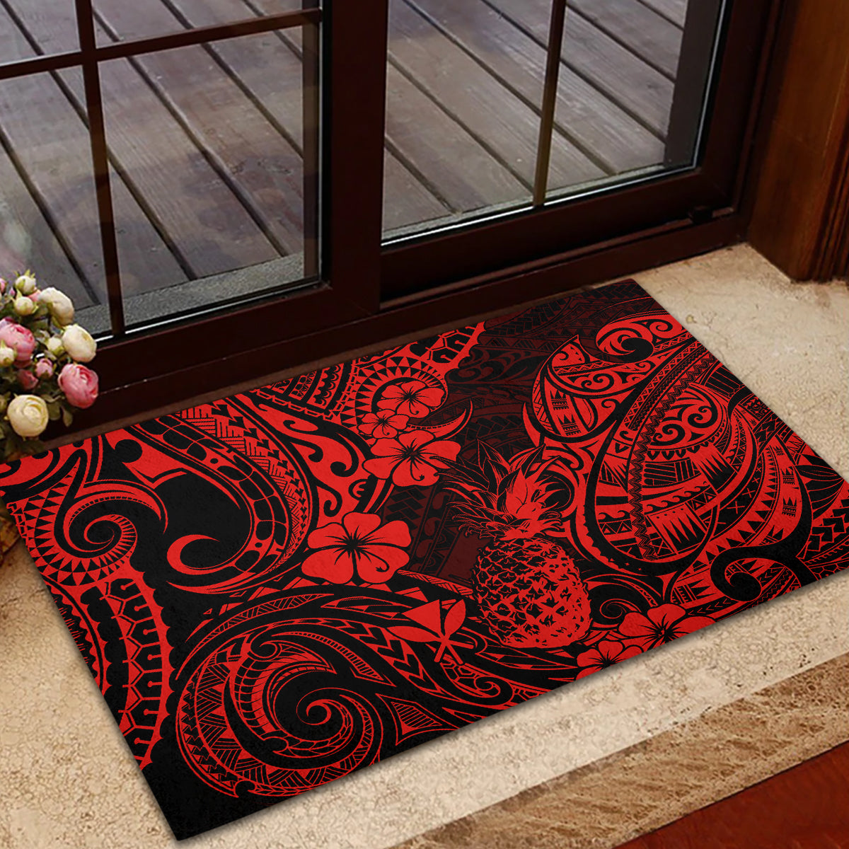 Hawaii Pineapple Rubber Doormat Polynesian Pattern Red Version LT01 - Polynesian Pride