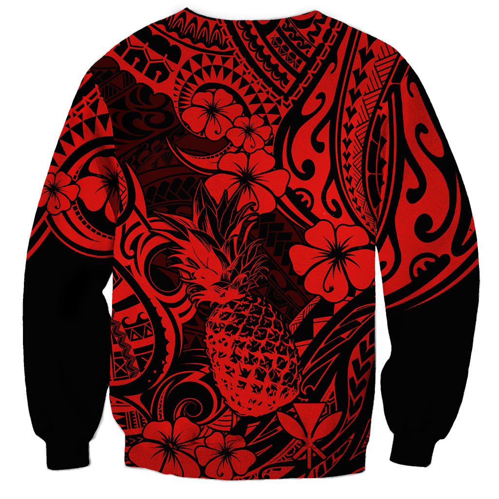 Hawaii Pineapple Sweatshirt Polynesian Pattern Red Version LT01 - Polynesian Pride