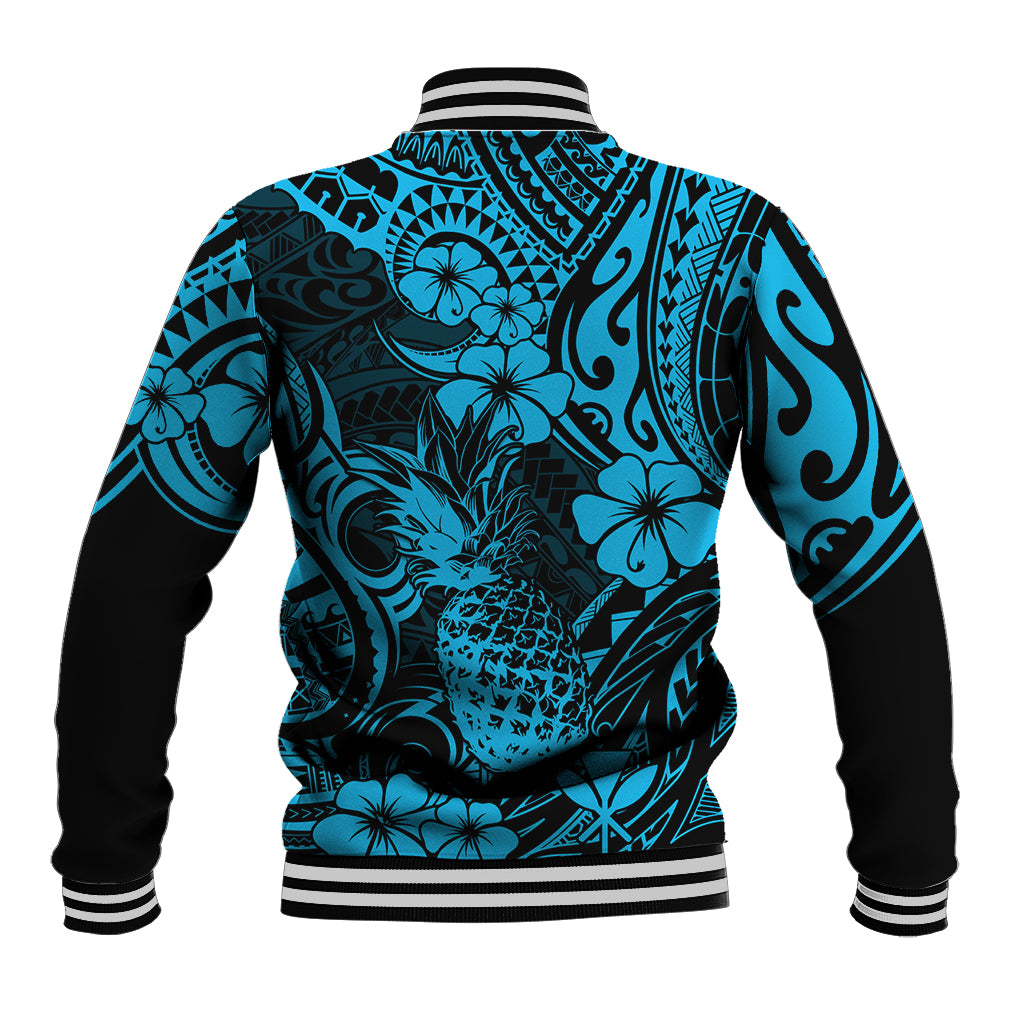 Hawaii Pineapple Baseball Jacket Polynesian Pattern Sky Blue Version LT01 - Polynesian Pride