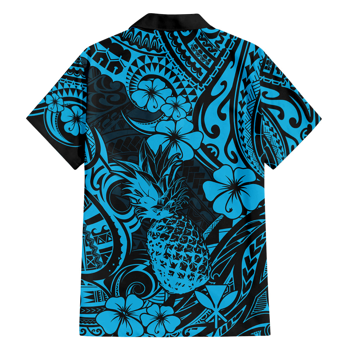 Hawaii Pineapple Family Matching Puletasi Dress and Hawaiian Shirt Polynesian Pattern Sky Blue Version LT01 - Polynesian Pride